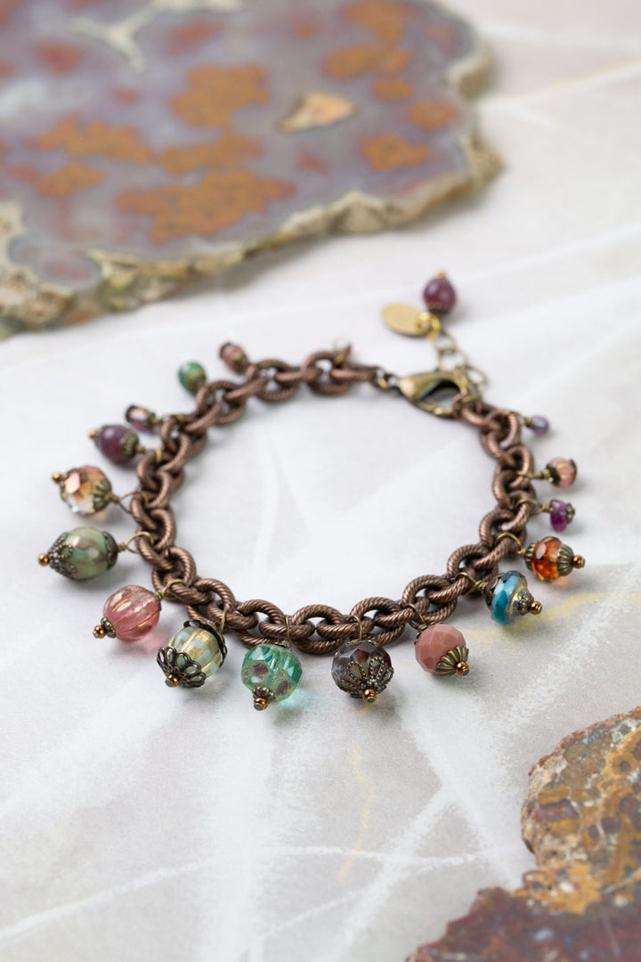 Mauve 7.5-8.5" Czech Glass Statement Bracelet