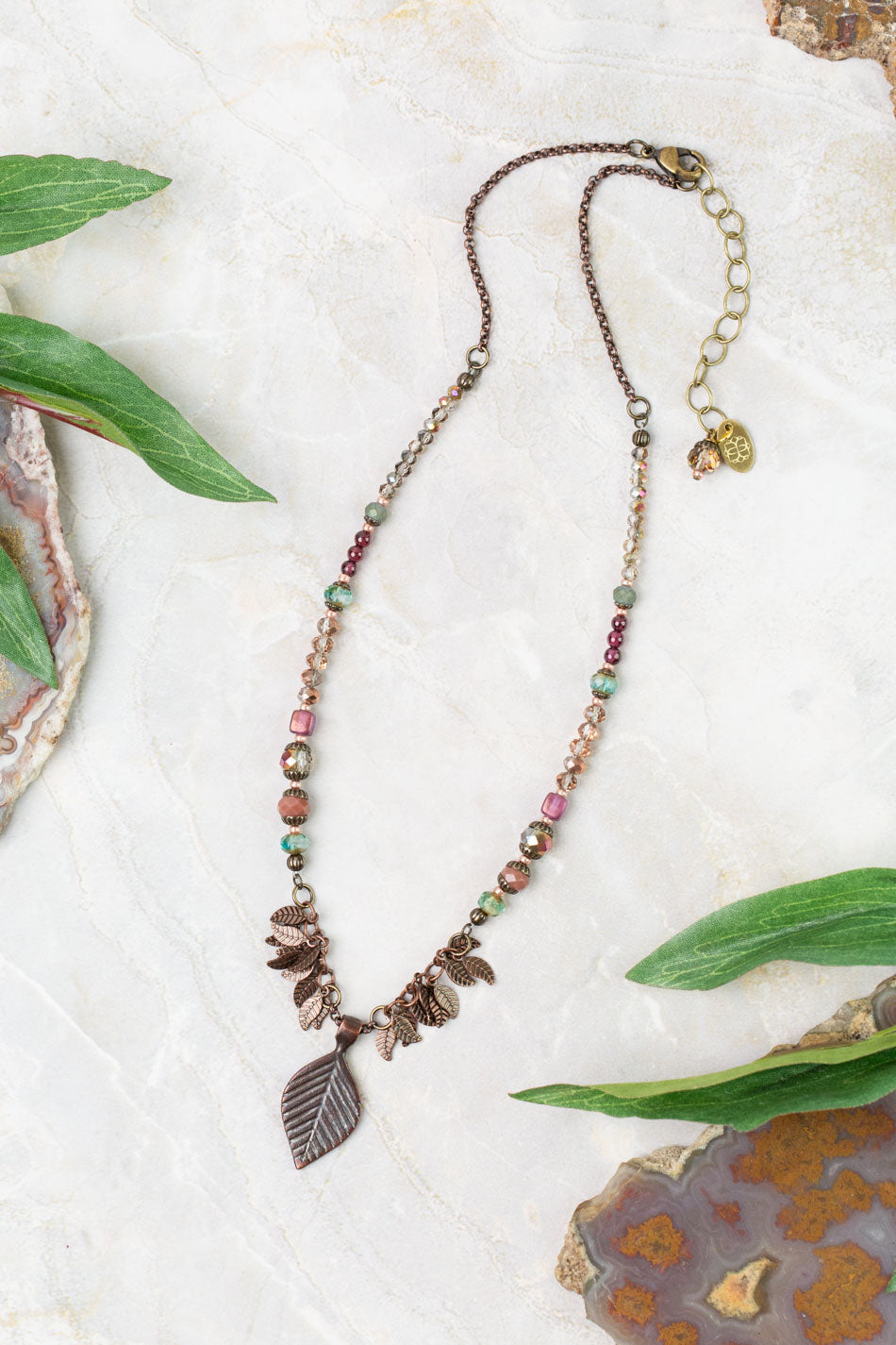 Mauve 16-18" Crystal, Garnet, Czech Glass Statement Necklace