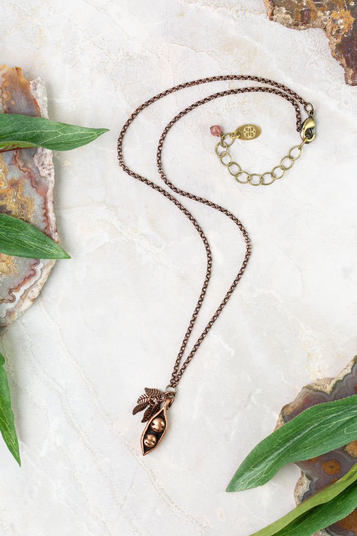 Mauve 16-18" Copper Peas In A Pod Simple Necklace