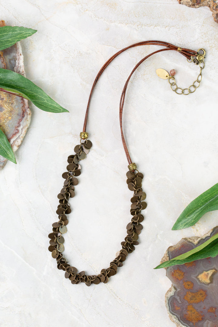 Mauve 18.5-20.5" Brass Disk Simple Necklace