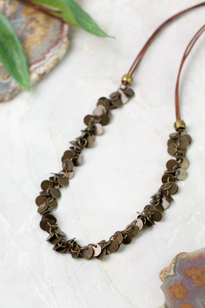 Mauve 18.5-20.5" Brass Disk Simple Necklace
