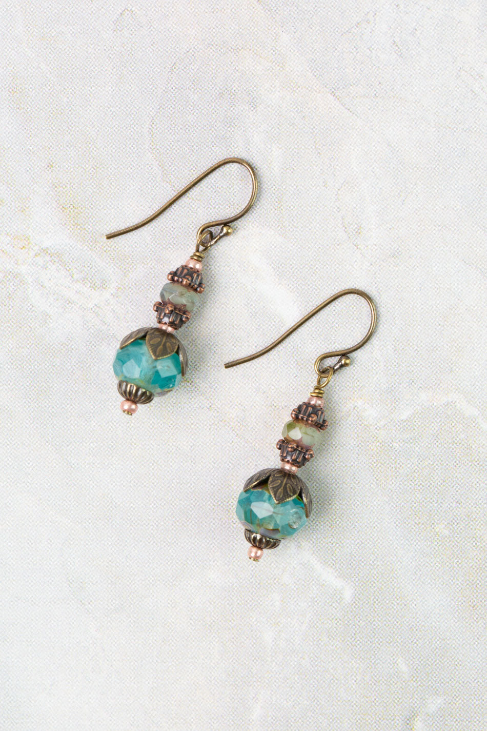 Mauve Czech Glass Simple Earrings