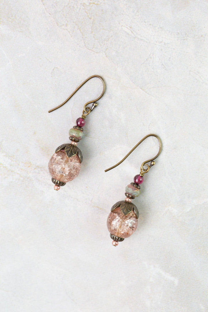 Mauve Garnet, Czech Glass, Crystal Simple Earrings