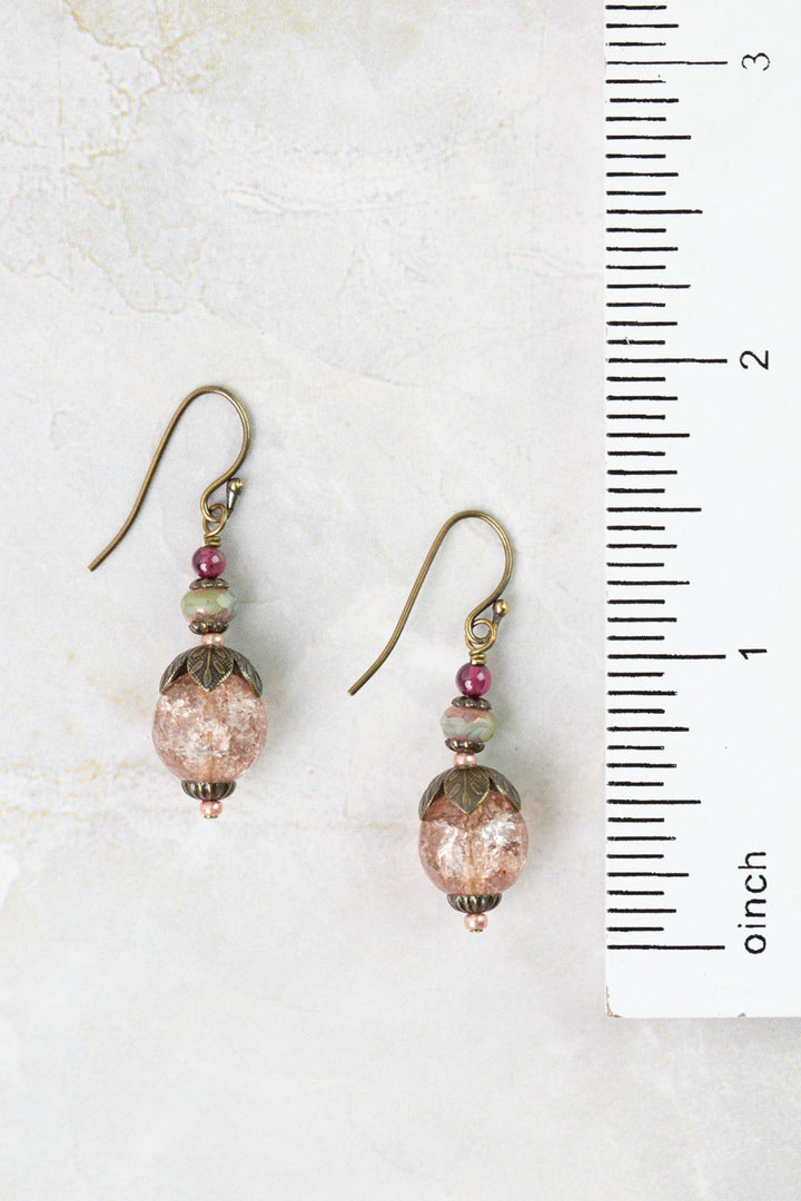 Mauve Garnet, Czech Glass, Crystal Simple Earrings