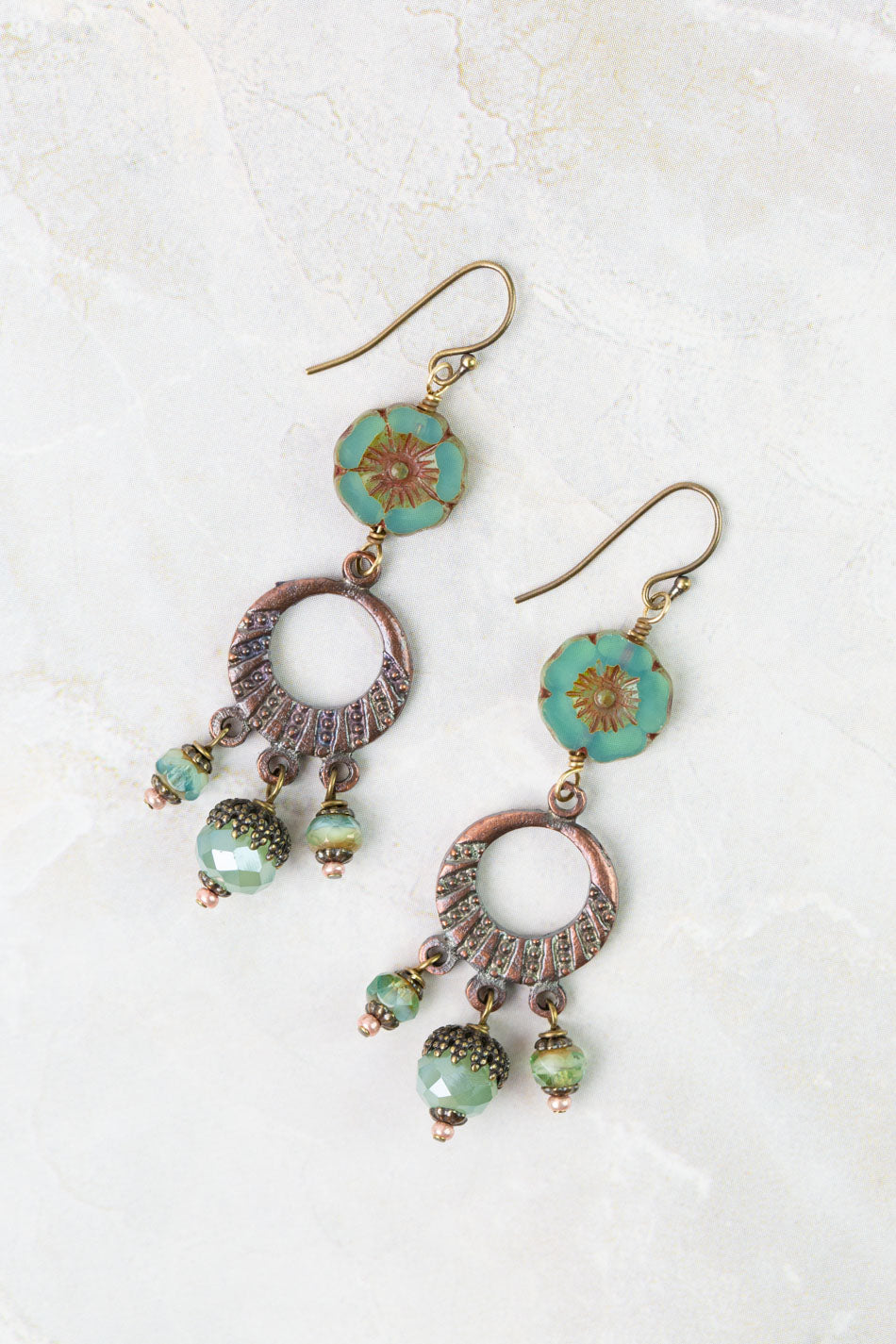 Mauve Crystal, Czech Glass Statement Earrings