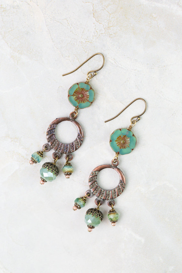 Mauve Crystal, Czech Glass Statement Earrings
