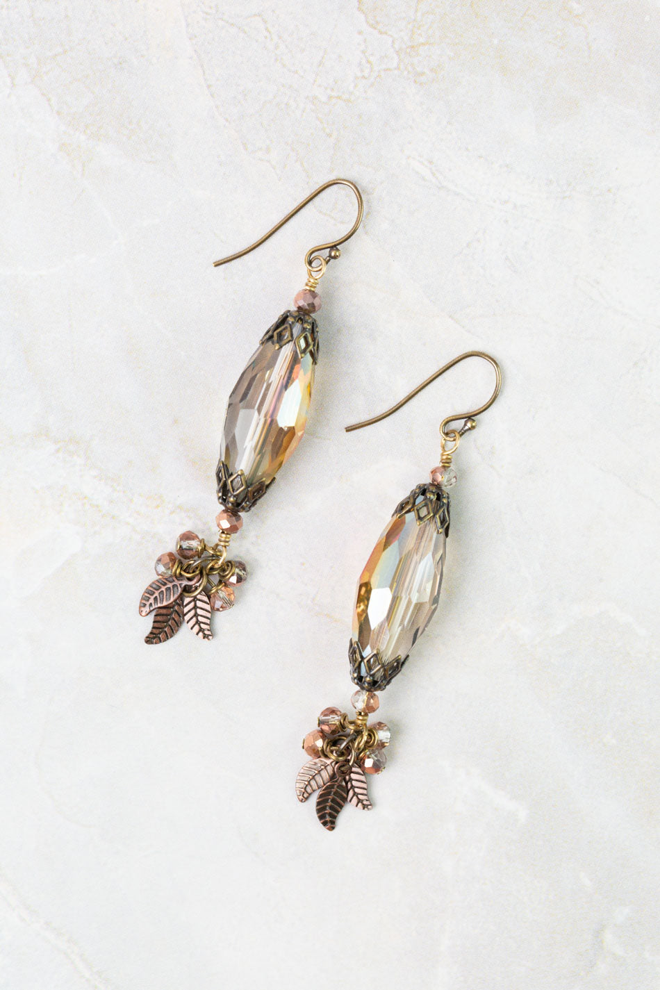 Mauve Crystal Dangle Earrings
