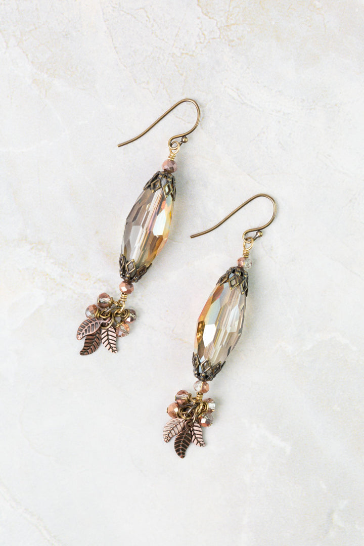 Mauve Crystal Dangle Earrings