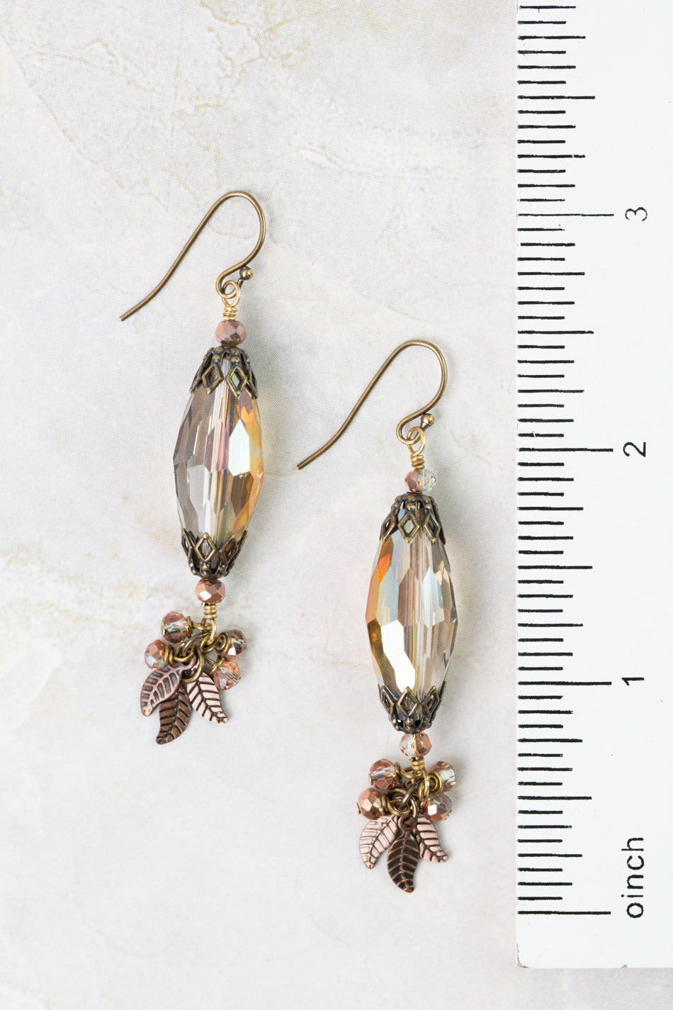 Mauve Crystal Dangle Earrings