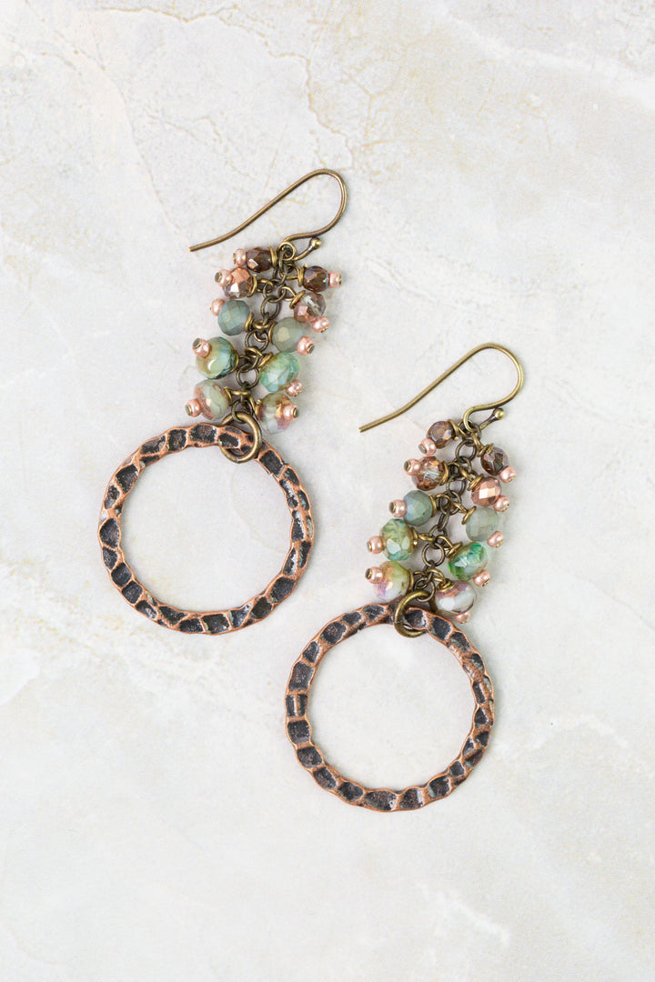 Mauve Crystal, Czech Glass Cluster Earrings