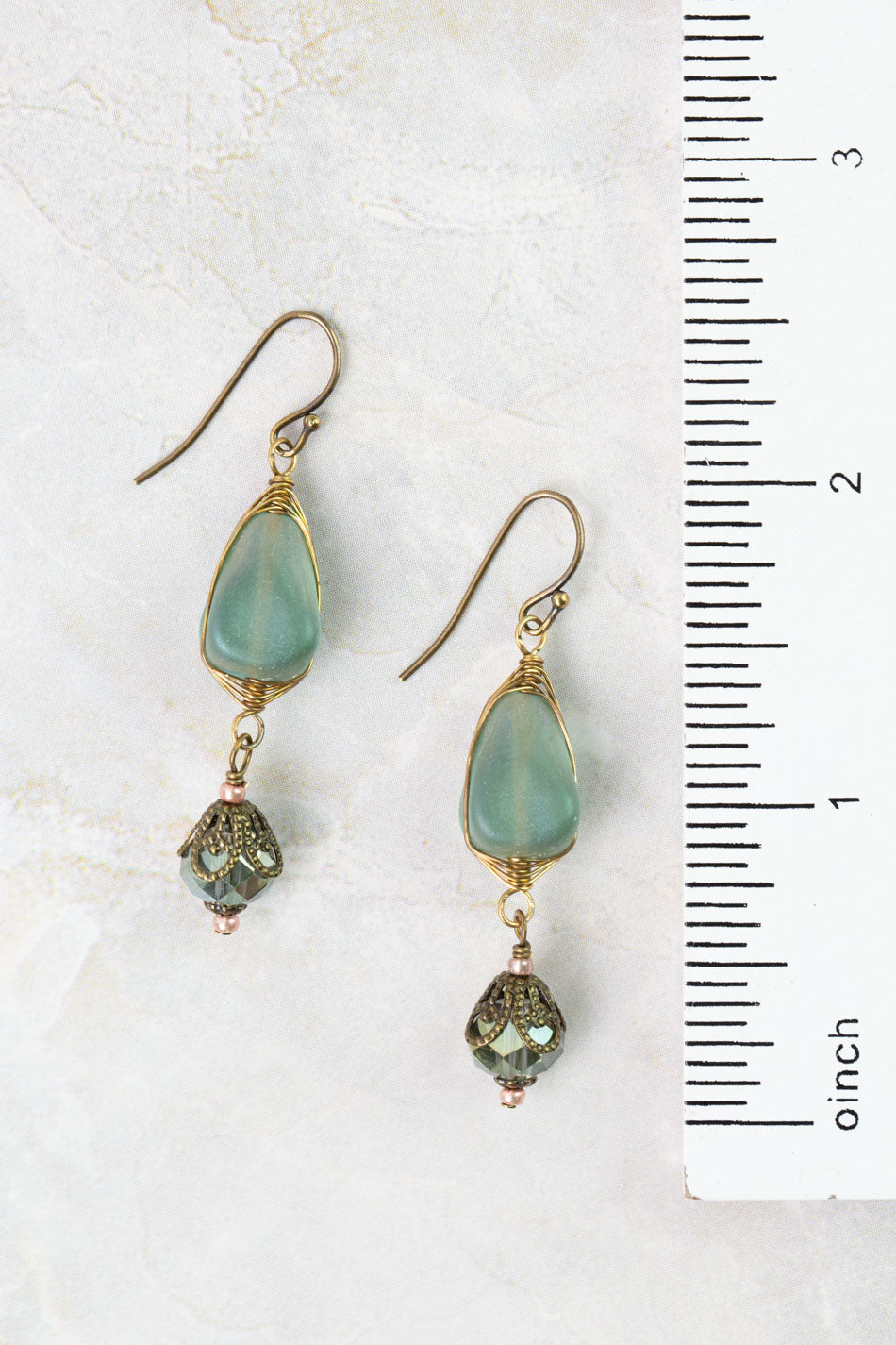 Mauve Crystal, Czech Glass Herringbone Earrings