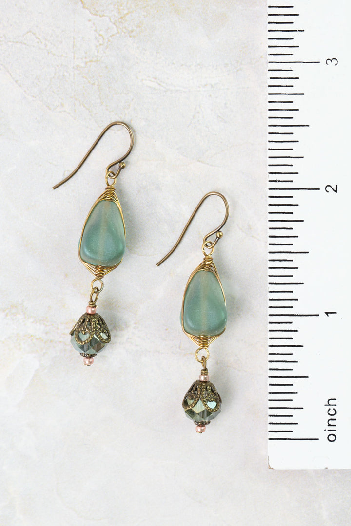 Mauve Crystal, Czech Glass Herringbone Earrings