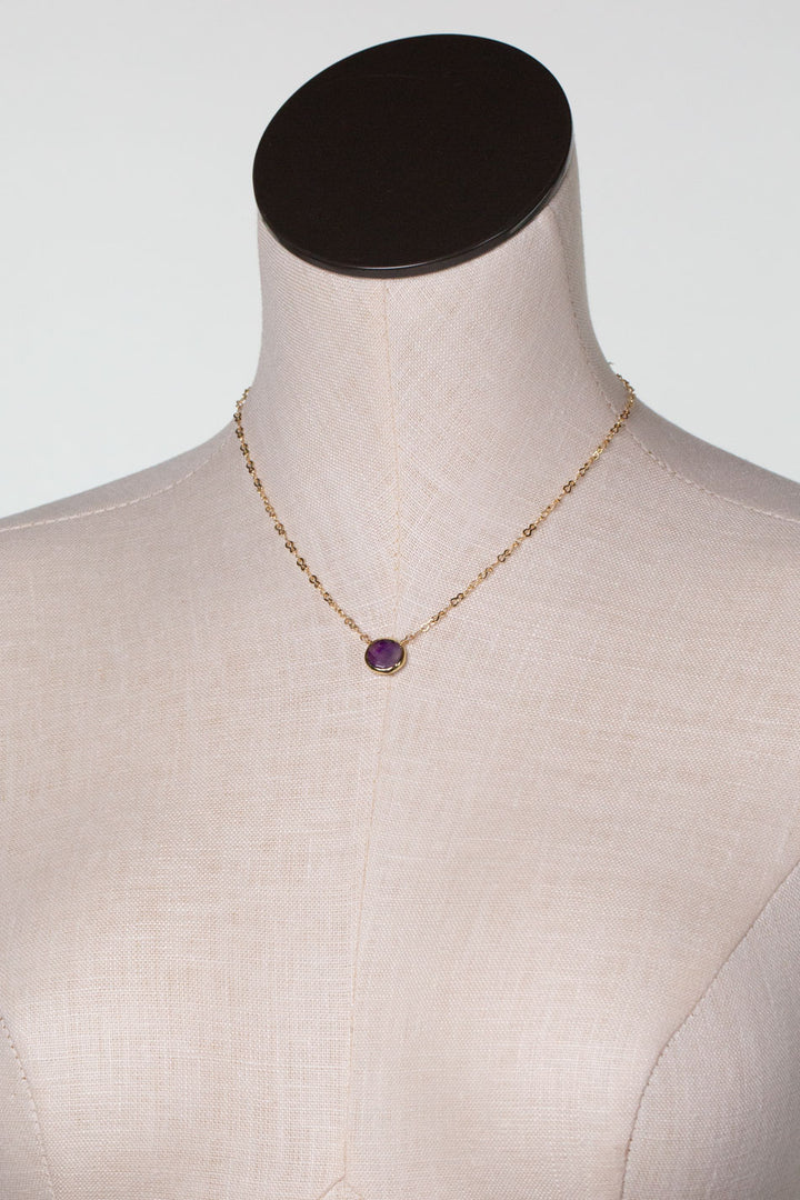 Midnight 15.5-17.5" Amethyst Bezel Simple Necklace