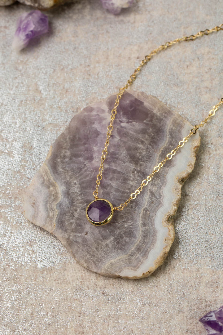 Midnight 15.5-17.5" Amethyst Bezel Simple Necklace