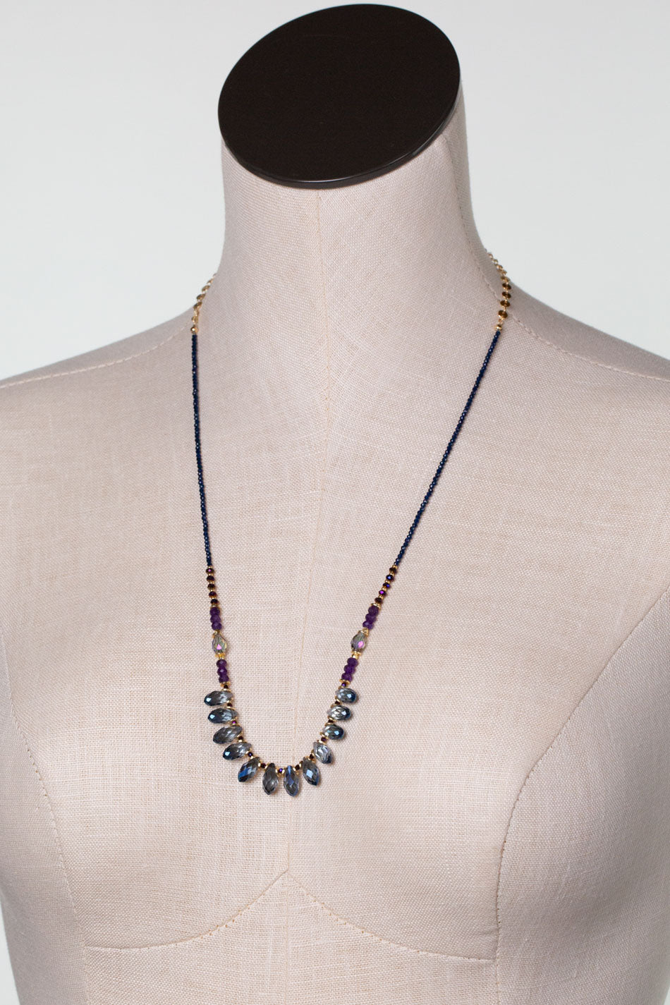 Midnight 18-20" Freshwater Pearl, Czech Glass With Crystal Collage Necklace