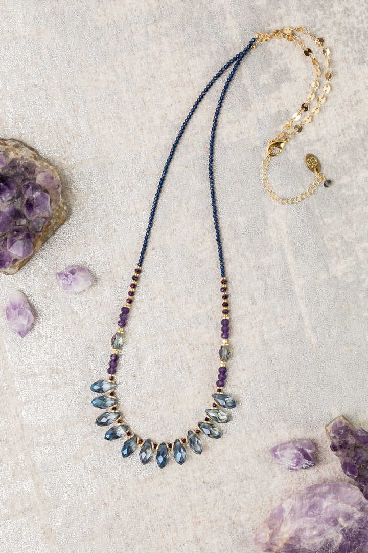 Midnight 18-20" Freshwater Pearl, Czech Glass With Crystal Collage Necklace