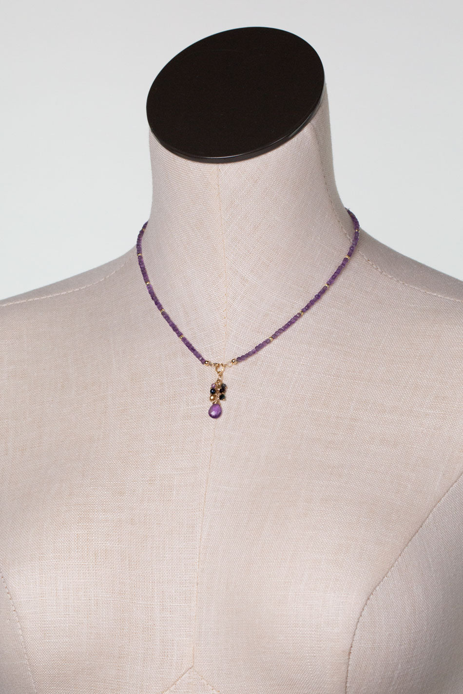 Midnight 15.5-17.5" Amethyst, Freshwater Pearl, Crystal Cluster Necklace
