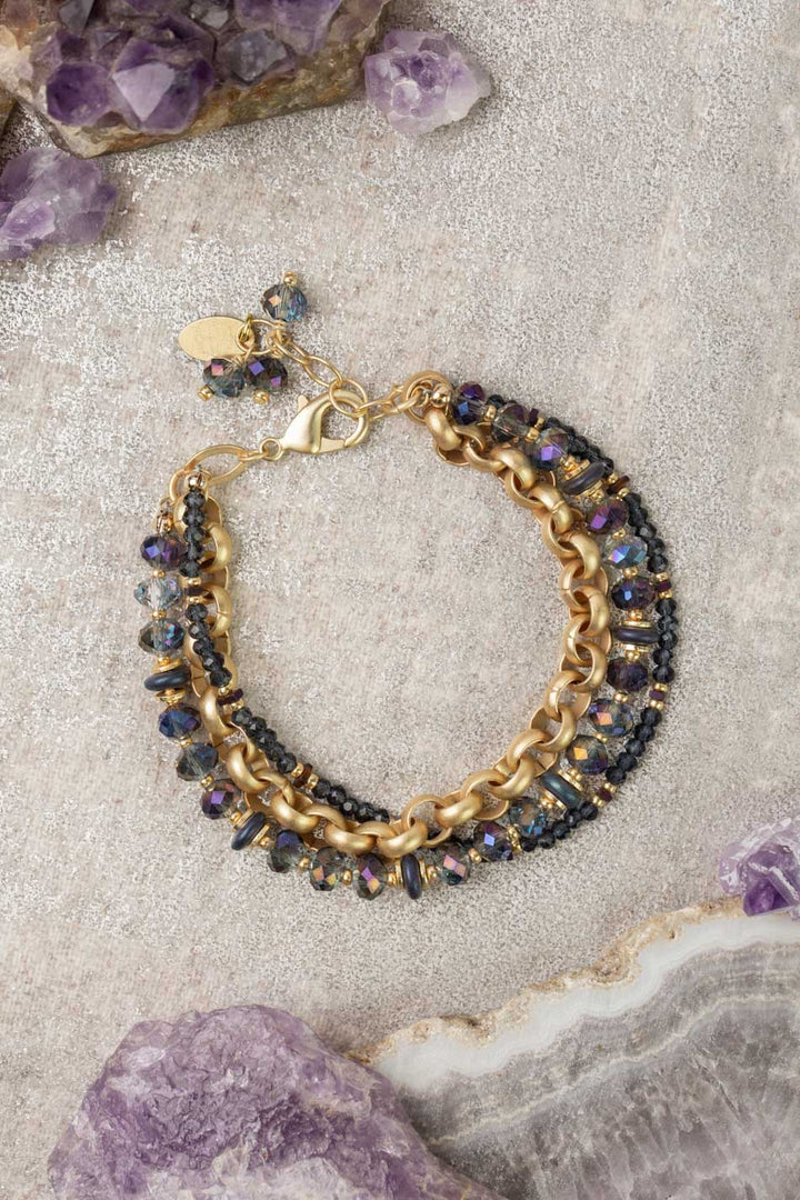 Midnight 7.5-8.5" Crystal Multistrand Bracelet