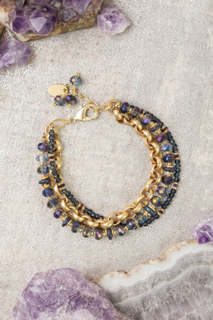 Midnight 7.5-8.5" Crystal Multistrand Bracelet
