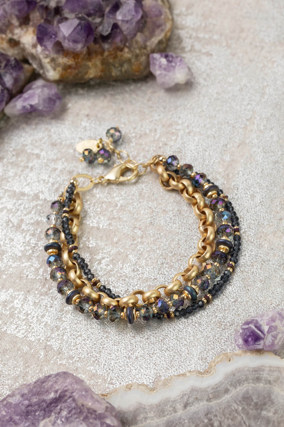 Midnight 7.5-8.5" Crystal Multistrand Bracelet
