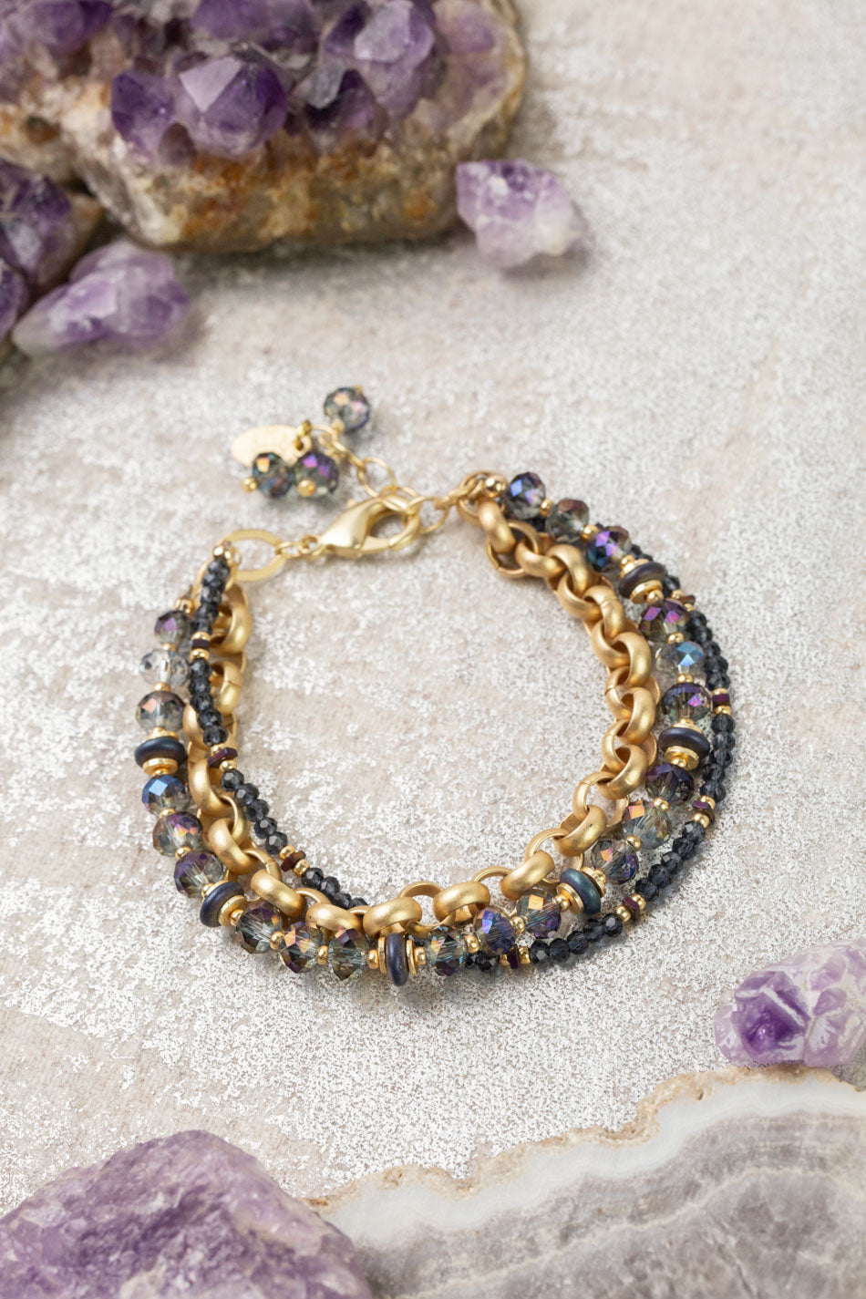 Midnight 7.5-8.5" Crystal Multistrand Bracelet