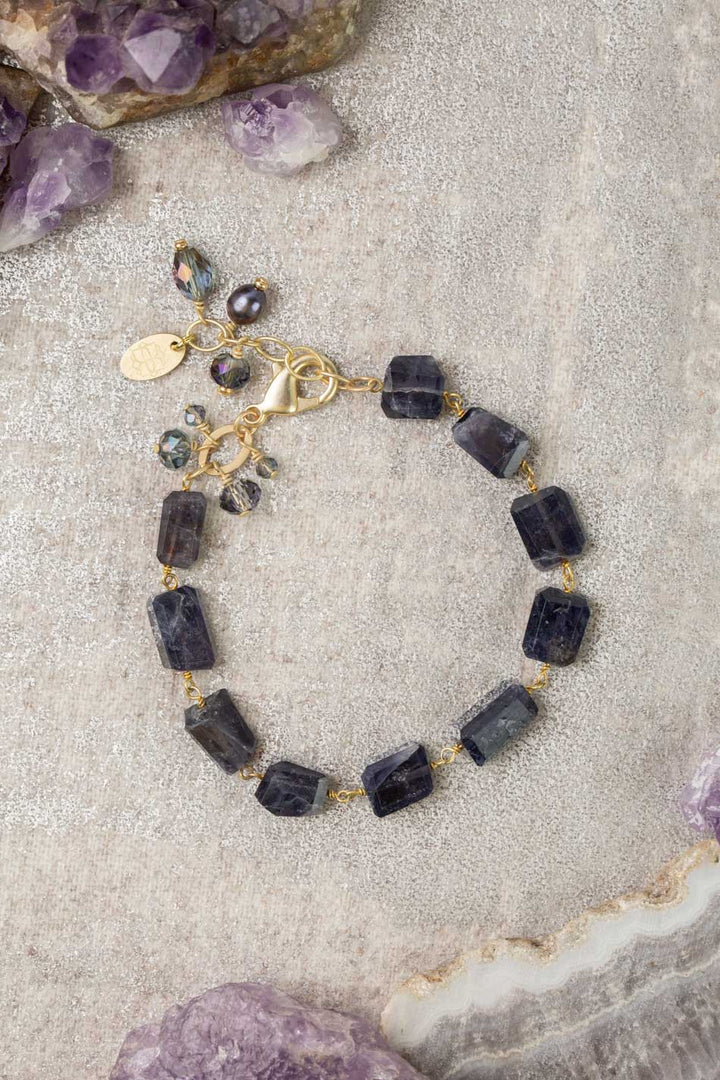 Midnight 7.5-8.5" Iolite Simple Bracelet