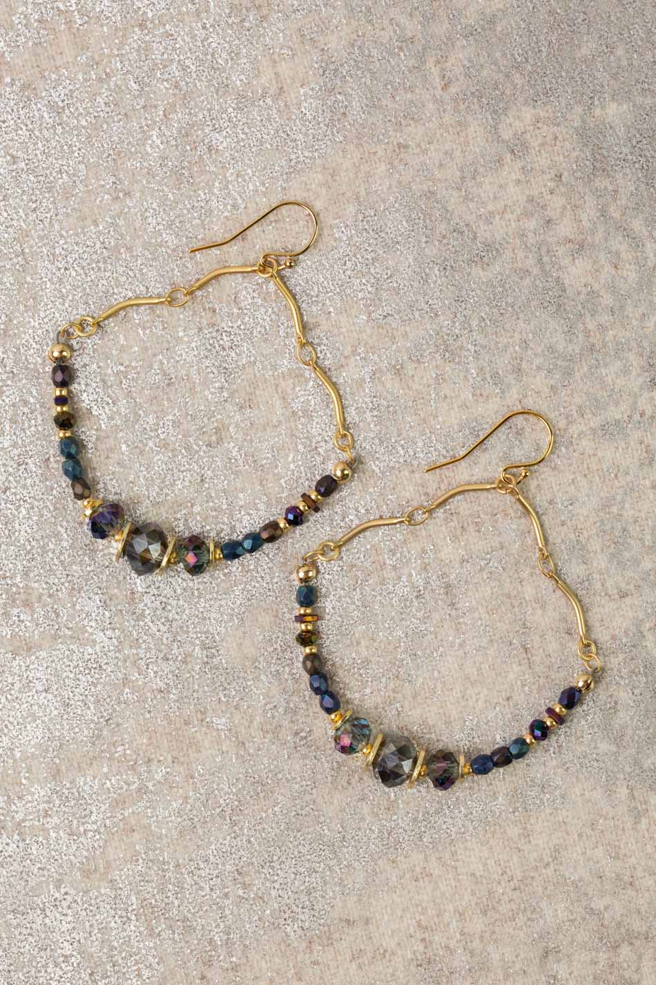 Midnight Crystal, Czech Glass Statement Earrings