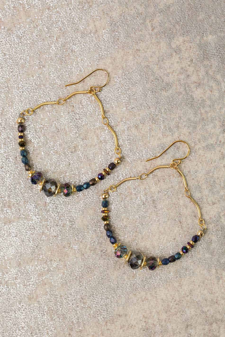 Midnight Crystal, Czech Glass Statement Earrings