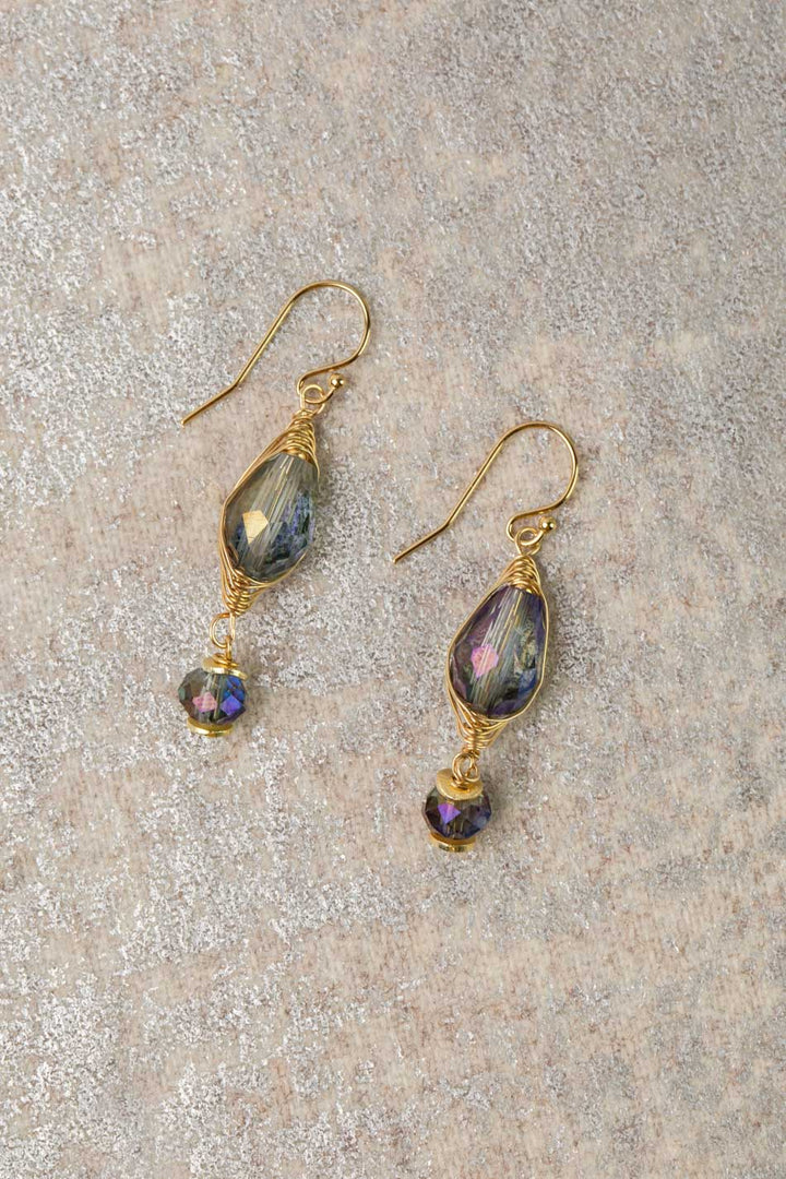 Midnight Crystal Herringbone Earrings