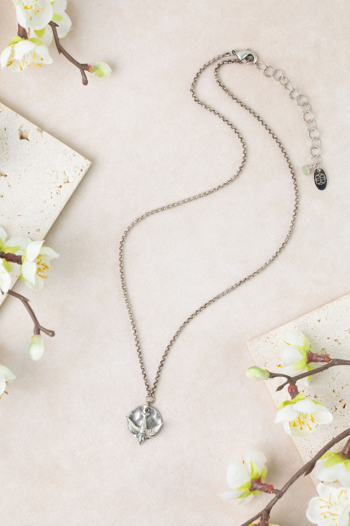 Mint Julep 17-19" Antique Silver Petite Bird Simple Necklace
