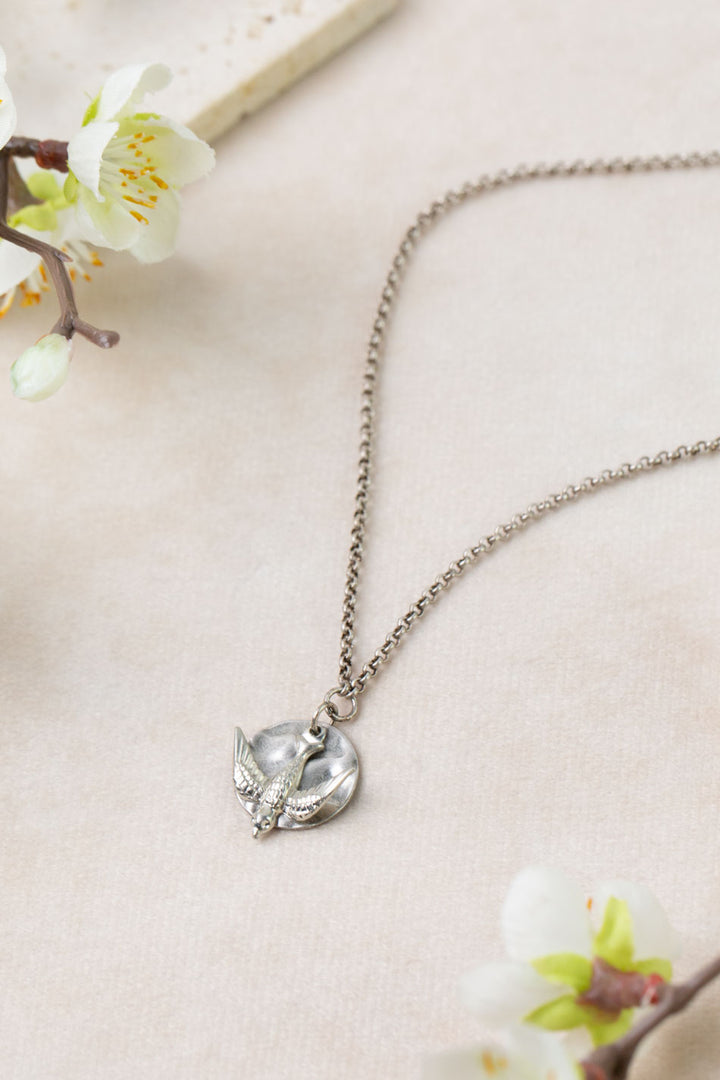 Mint Julep 17-19" Antique Silver Petite Bird Simple Necklace
