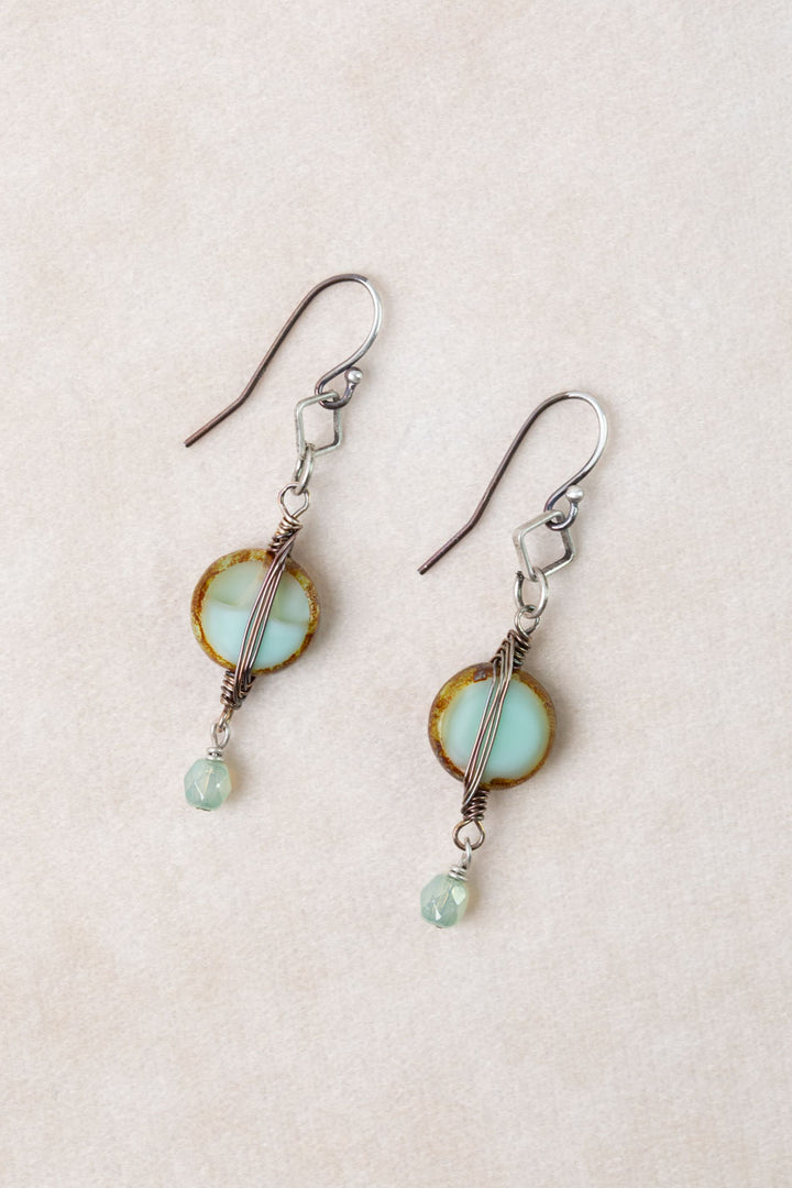 Mint Julep Czech Glass Herringbone Earrings