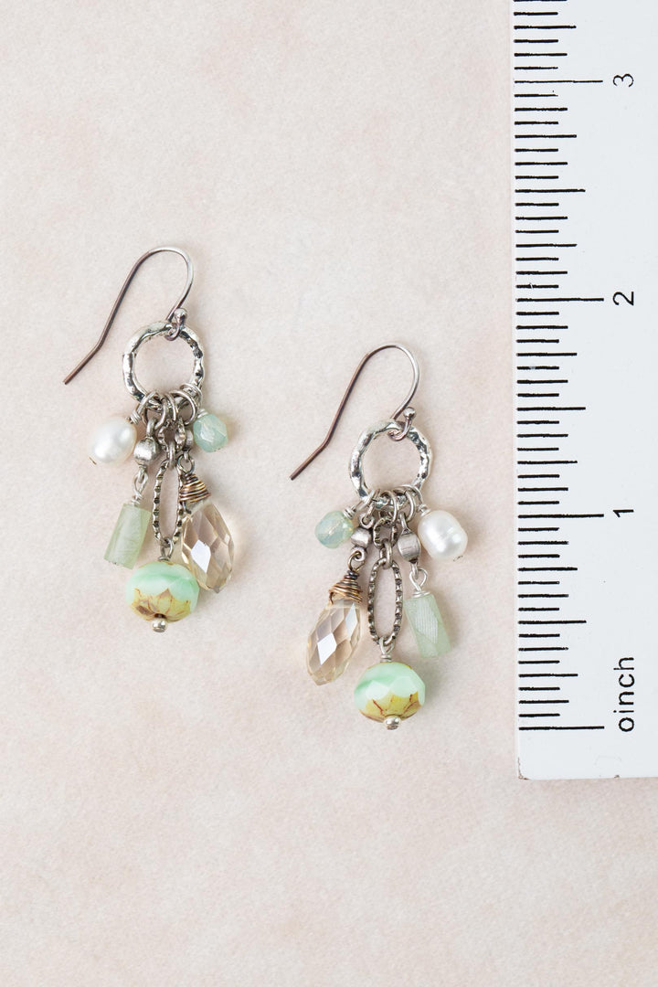 Mint Julep Pearl, Czech Glass, Chrysoprase Tassel Earrings