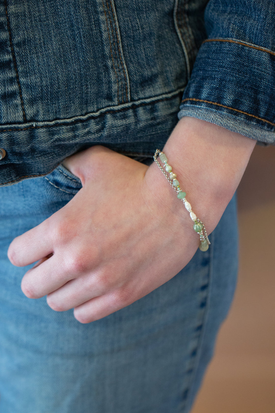 Mint Julep 7.5-8.5" Freshwater Pearl, Chrysoprase, Amazonite Multistrand Bracelet