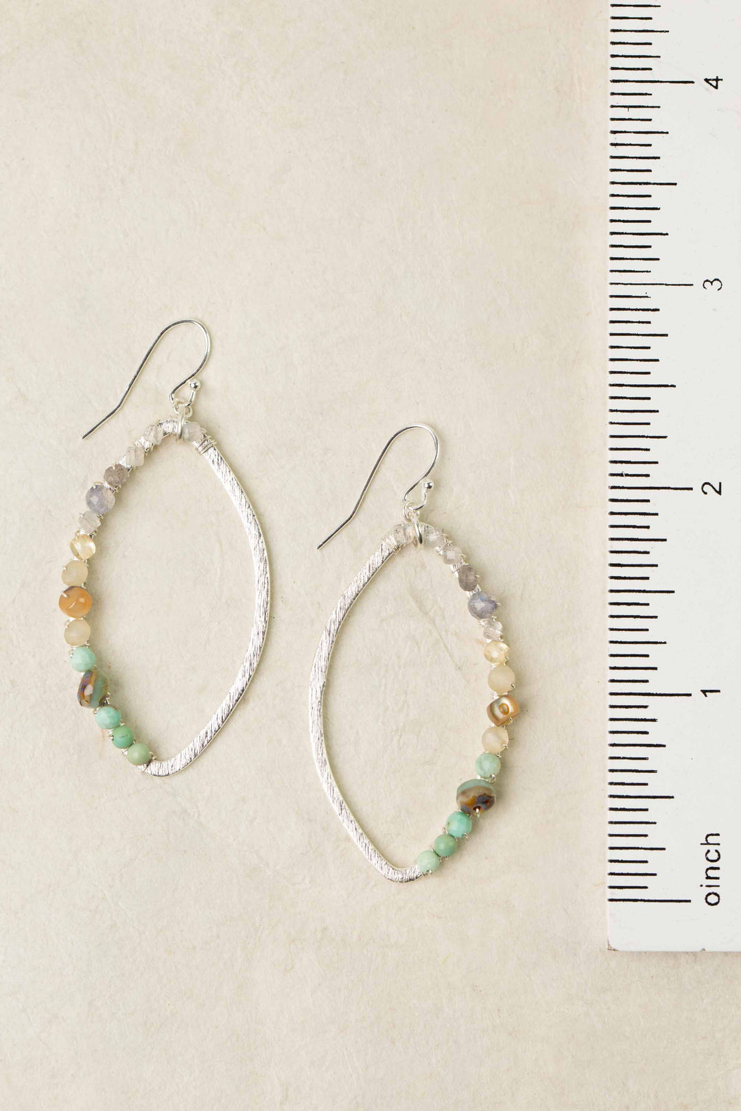 Mystic Turquoise, Freshwater Pearl, Czech Glass And Abalone Hoop Earrings
