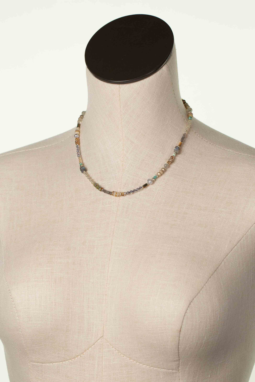 Mystic 16-18" Abalone, Turquoise, Czech Glass Simple Necklace