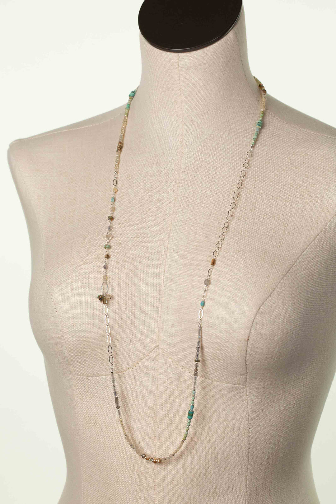 Mystic 37.5-39.5" Abalone, Turquoise, Labradorite Collage Necklace