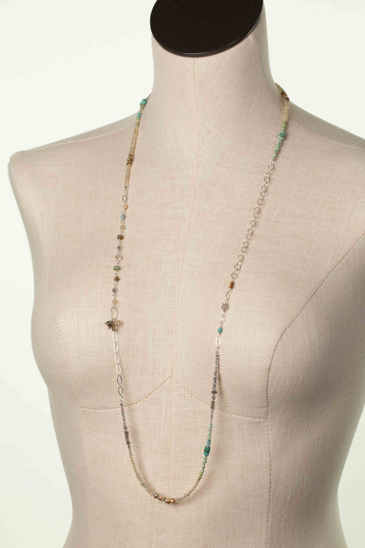 Mystic 37.5-39.5" Abalone, Turquoise, Labradorite Collage Necklace