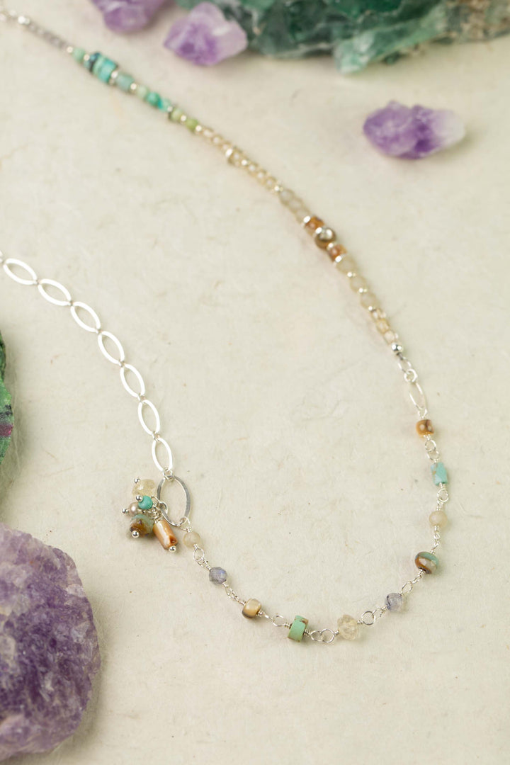 Mystic 37.5-39.5" Abalone, Turquoise, Labradorite Collage Necklace