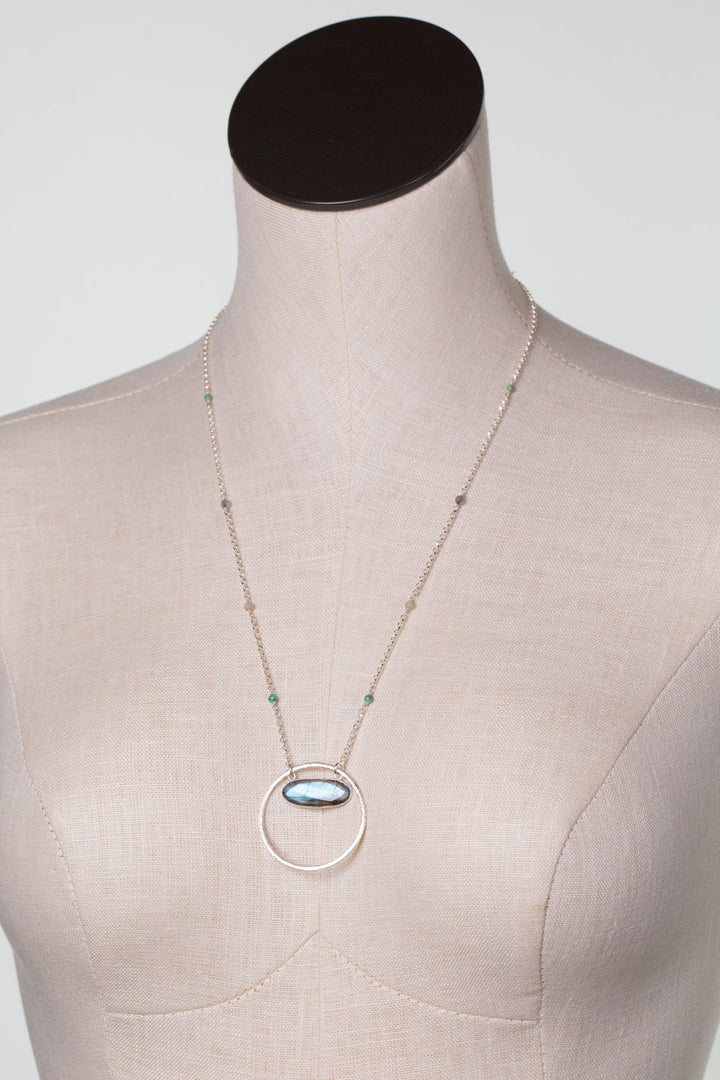 Mystic 22.5-24.5" Labradorite Bezel Statement Necklace