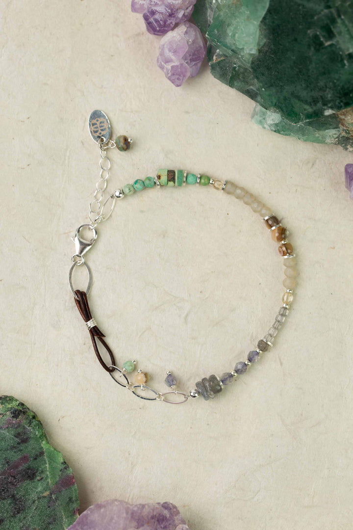 Mystic 7.5-8.5" Turquoise, Abalone, Labradorite Simple Bracelet