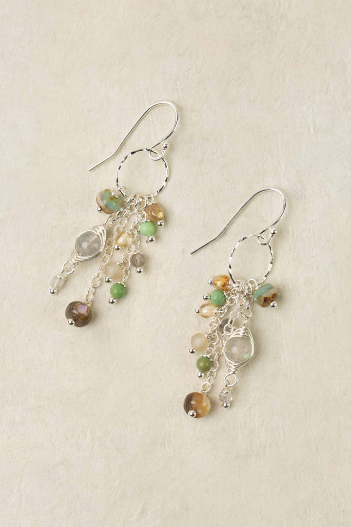 Mystic Turquoise, Abalone, Labradorite Dangle Earrings