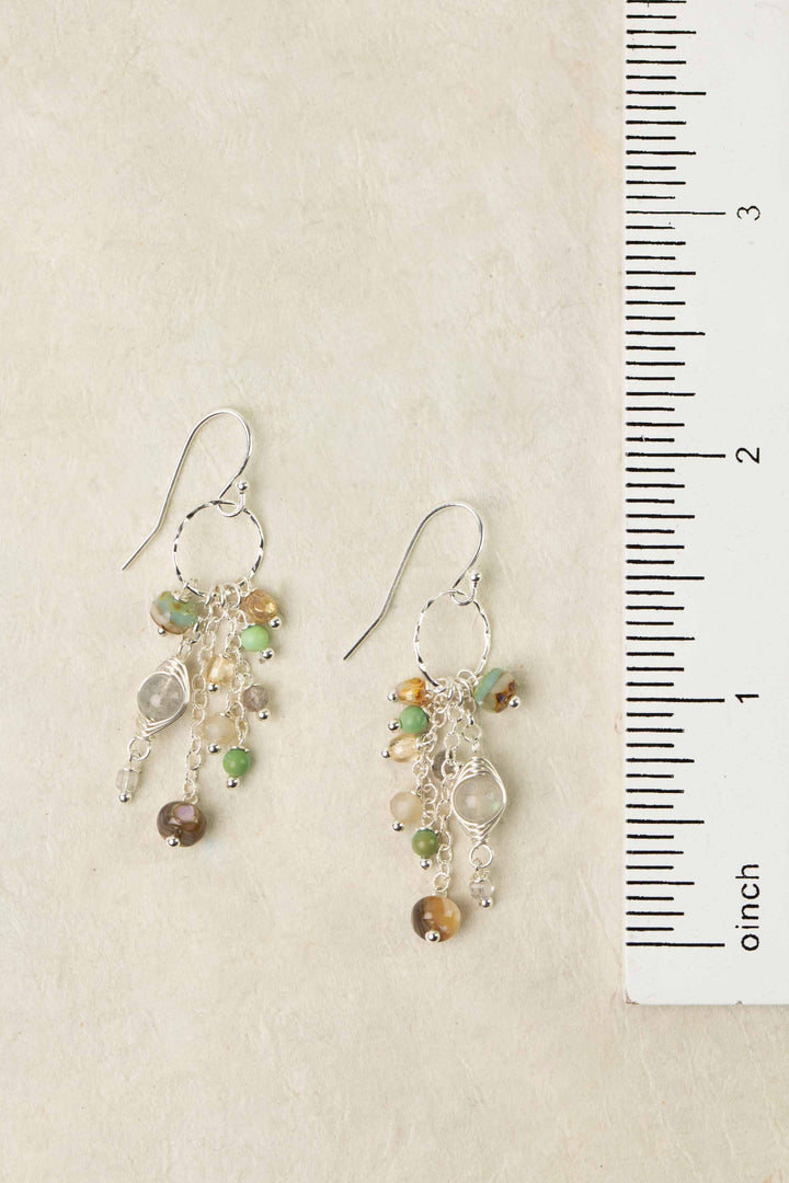 Mystic Turquoise, Abalone, Labradorite Dangle Earrings