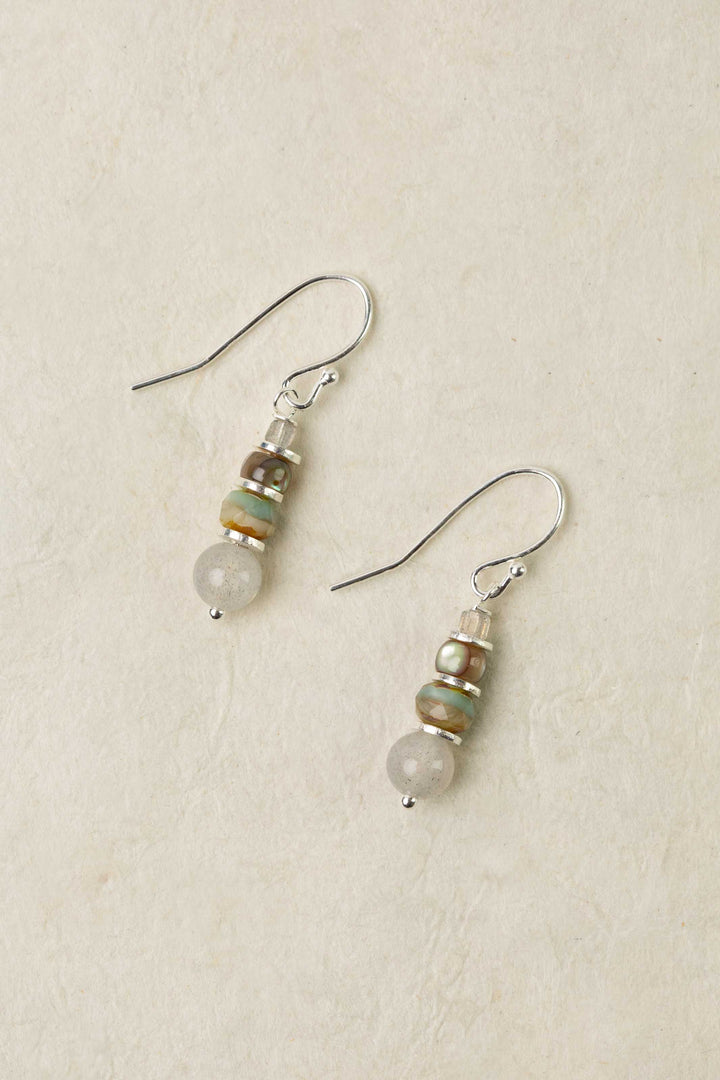 Mystic Czech Glass, Abalone, Labradorite Simple Earrings