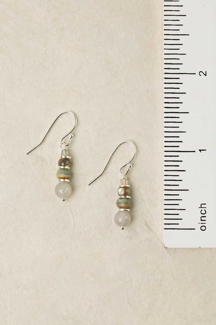 Mystic Czech Glass, Abalone, Labradorite Simple Earrings