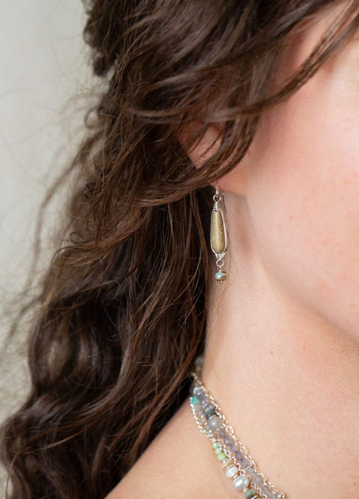 Mystic Czech Glass Herringbone Earrings