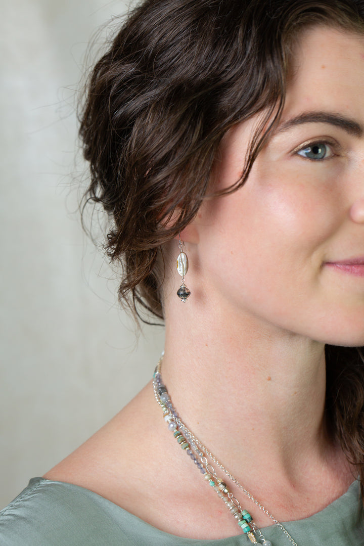 Mystic Abalone Dangle Earrings