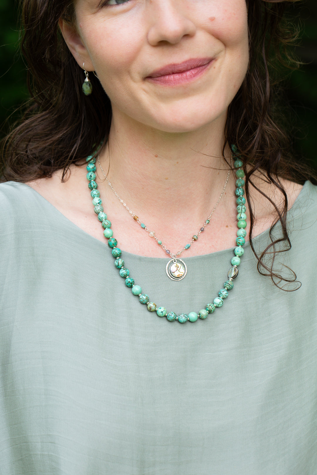 Mystic 19-21" Turquoise, Abalone Simple Necklace
