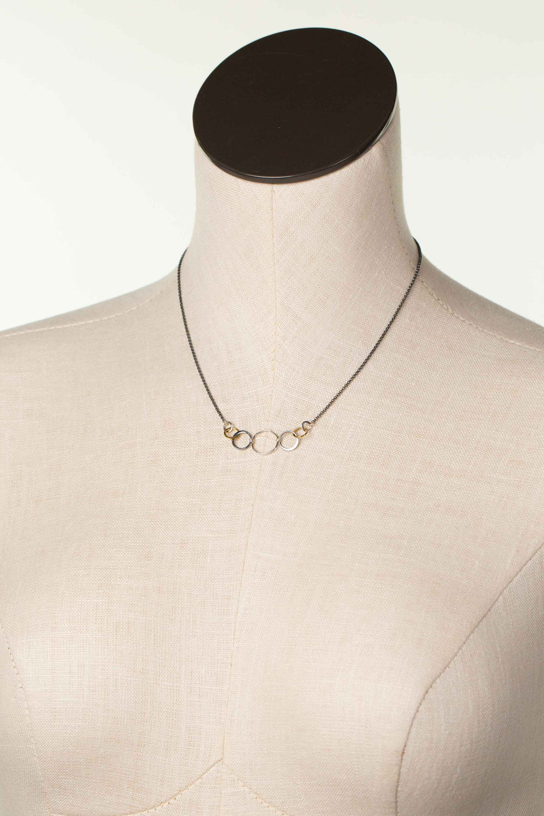 Nightfall 16-18" Mixed Metal Hoops Simple Necklace