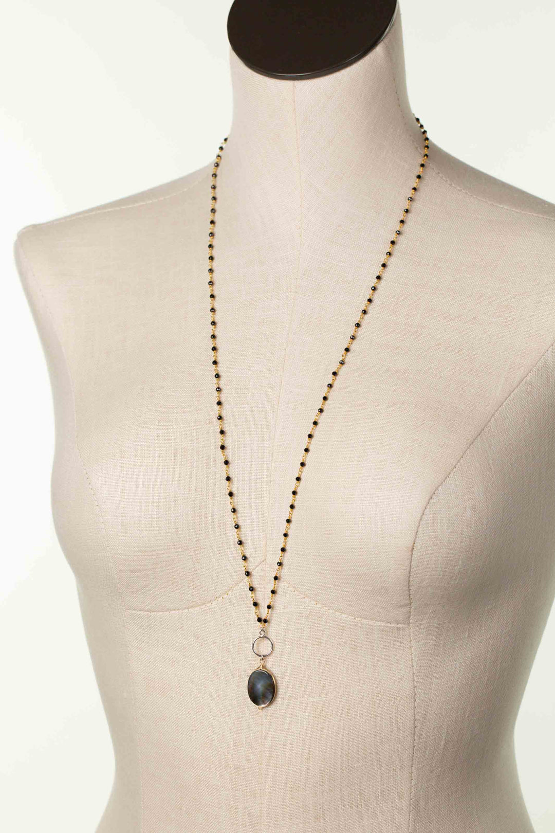 Nightfall 16 or 31" Hematite With Abalone Simple Necklace